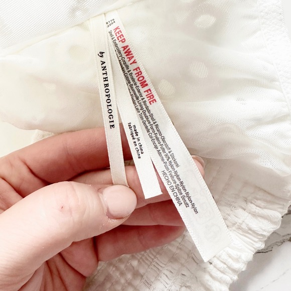 By Anthropologie White Eyelet Lace Cropped Corset Top Puff Sleeve Women Size XL - Picture 10 of 13